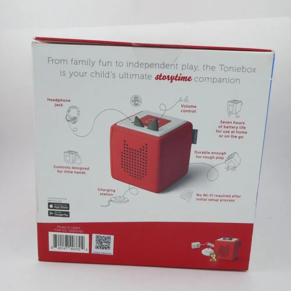 Tonies Tonebox Audio Player Starter Set for Kids 1+ Playtime Puppy -Sunset Red